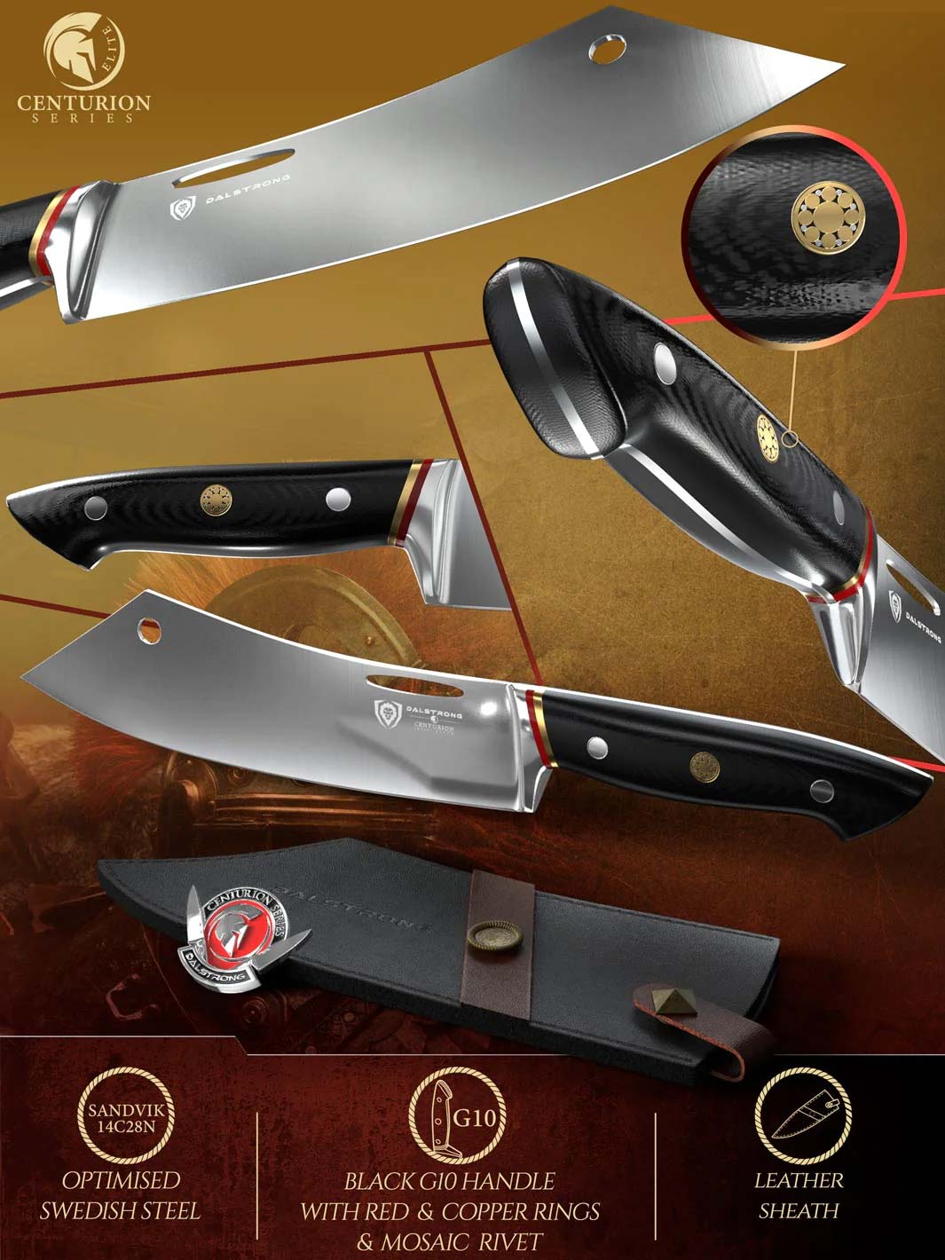 Chef-Cleaver Hybrid Knife 8" | The Crixus |  Centurion Series | Dalstrong ©