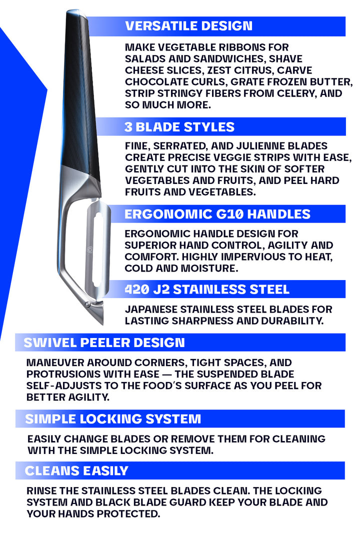 Swivel Straight Peeler | 3 Blades Case | Dalstrong ©