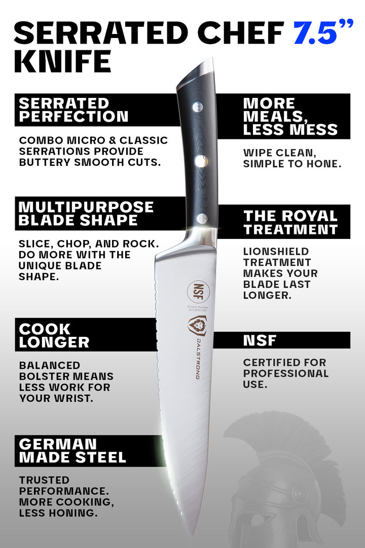 Serrated Chef Knife 7.5" | Gladiator Series | NSF Certified | Dalstrong ©