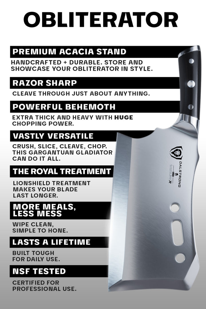 Meat Cleaver 9" with Stand | Obliterator | Gladiator Series R | NSF Certified | Dalstrong ©