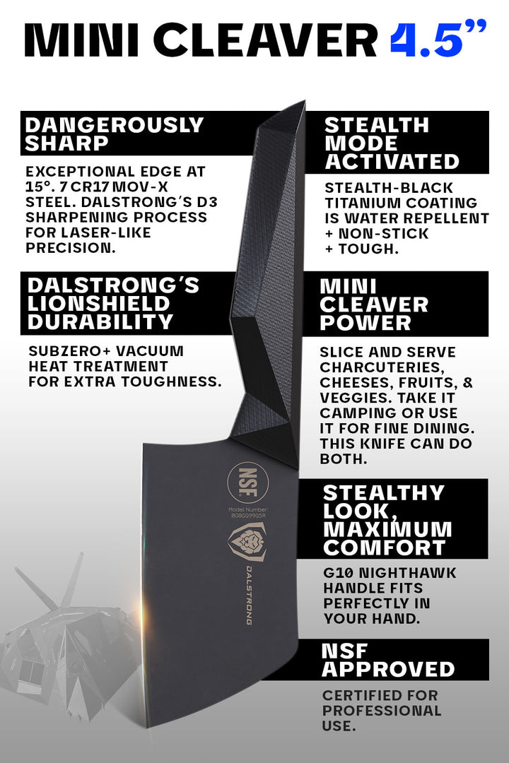 Mini Cleaver Knife 4.5" | Shadow Black Series | NSF Certified | Dalstrong ©