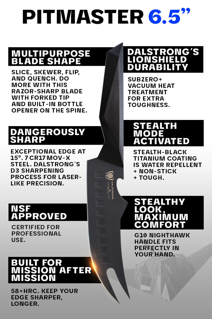 BBQ Pitmaster Knife 6.5" | Shadow Black Series | NSF Certified | Dalstrong ©