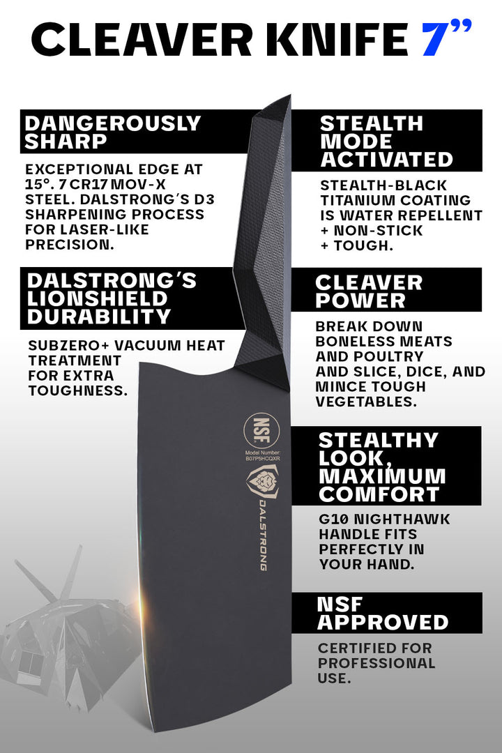 Cleaver Knife 7" | Shadow Black Series | NSF Certified | Dalstrong ©