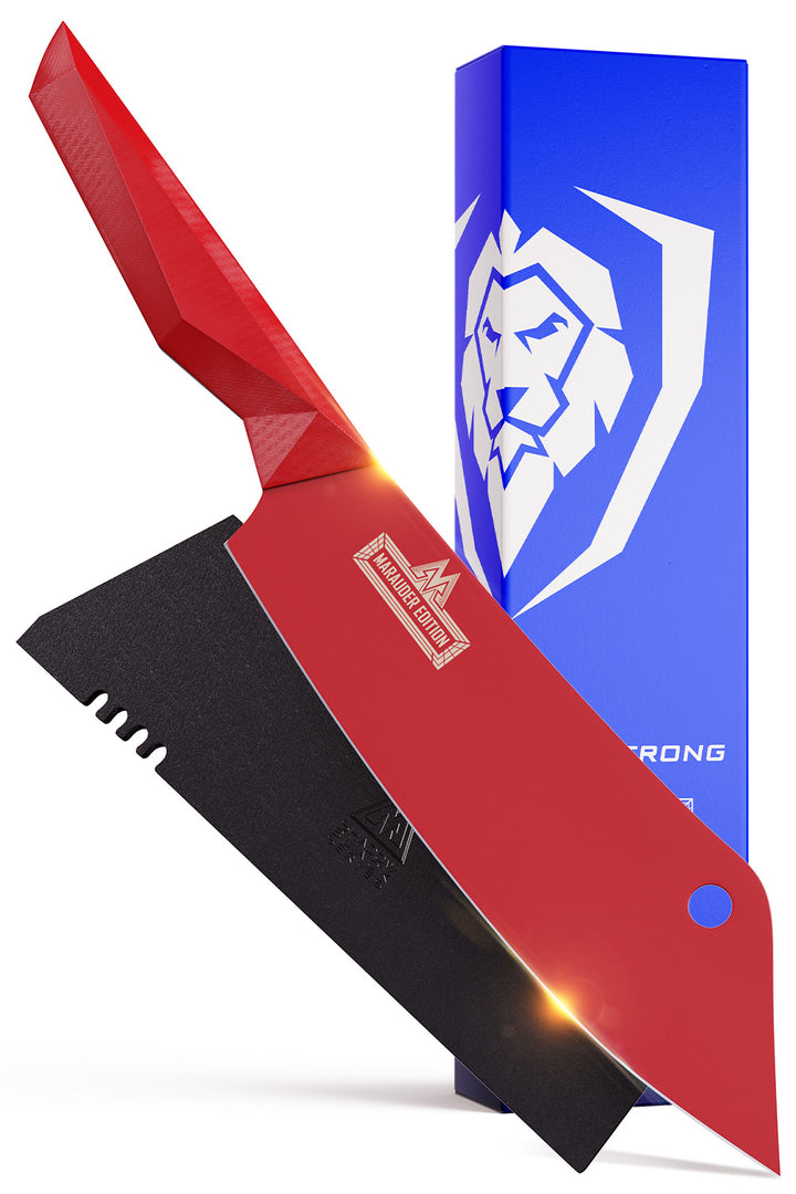 Chef & Cleaver Hybrid Knife 8" | The Crixus | Shadow Black Series | RED Edition | Dalstrong ©