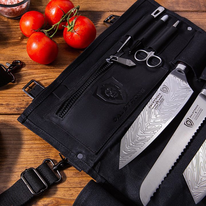 12oz Heavy Duty Canvas & Leather | Nightmaster (Black) | Nomad Knife Roll | Dalstrong ©