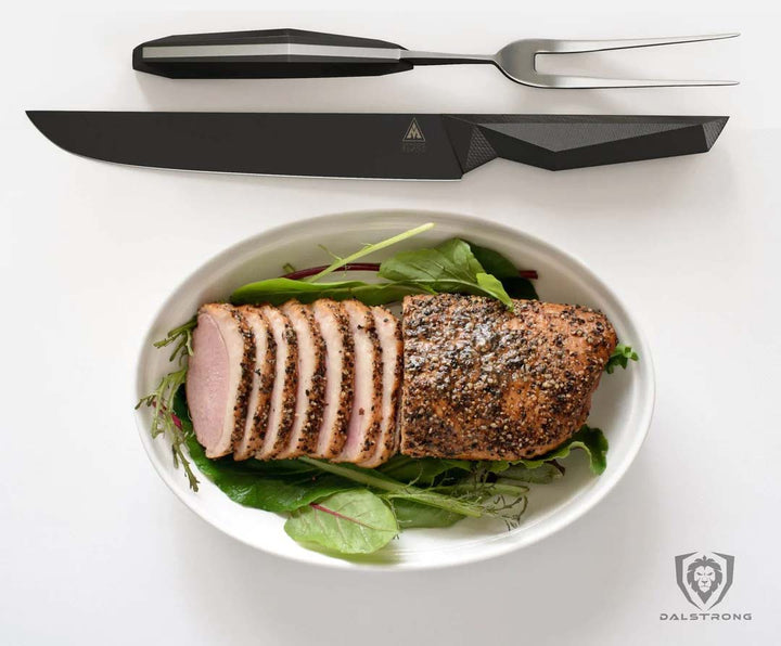 Carving Knife & Fork Set 9" | Shadow Black Series | NSF Certified | Dalstrong ©