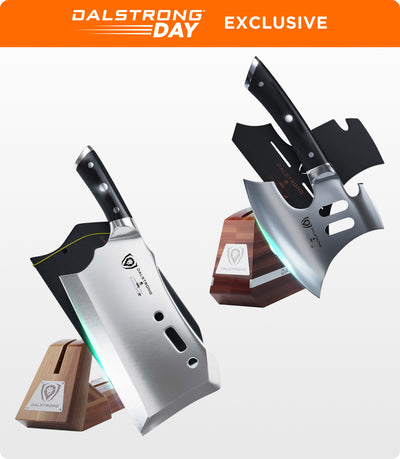 Meat Prep Bundle | Gladiator Series 9" Obliterator Meat Cleaver with Stand + 8" Meat Chopper with Stand