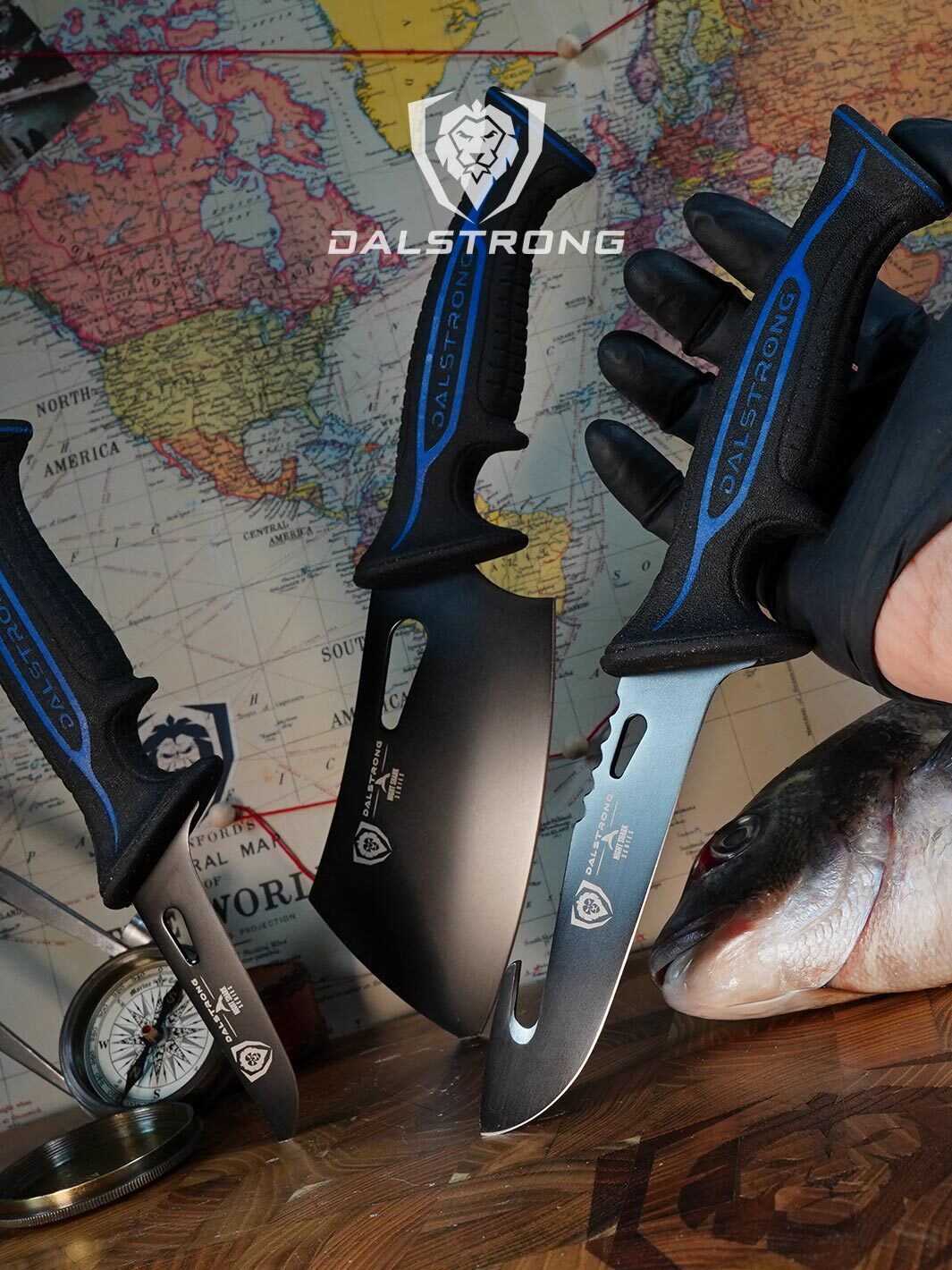 3-Piece Knife Set | Boning Knife, Hook Knife, Mini Cleaver | Night Shark Series | NSF Certified | Dalstrong ©