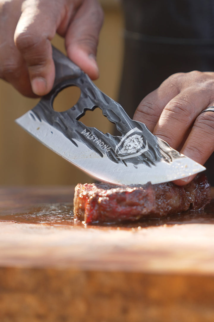 Meat Prep Bundle | Barbarian Series 9" Obliterator Meat Cleaver with Stand + 7" Venator Knife