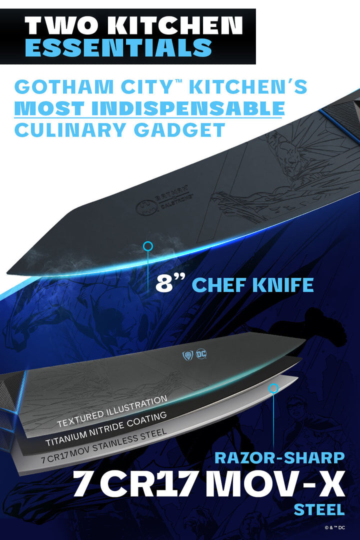 2 Piece Set | 8" Chef's Knife & 3.75" Paring Knife | BATMAN™ Shadow Black Edition | Dalstrong ©