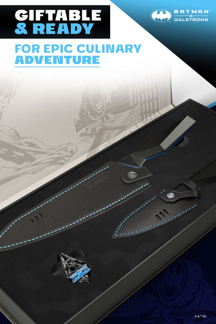 2 Piece Set | 8" Chef's Knife & 3.75" Paring Knife | BATMAN™ Shadow Black Edition | Dalstrong ©