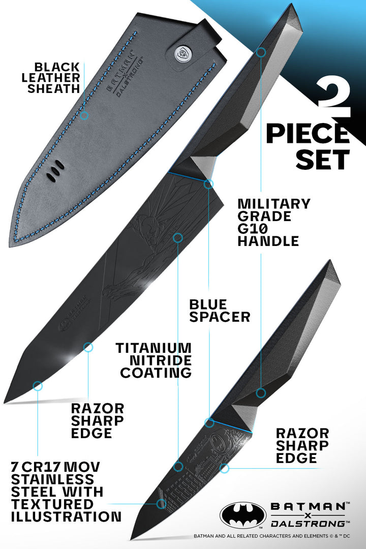 2 Piece Set | 8" Chef's Knife & 3.75" Paring Knife | BATMAN™ Shadow Black Edition | Dalstrong ©