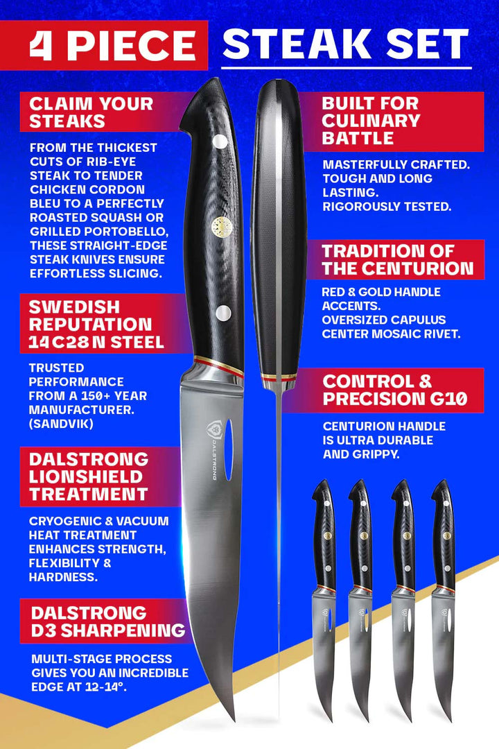Steak Knife Set - 4 Piece | 5" Blade | Centurion Series | Dalstrong ©