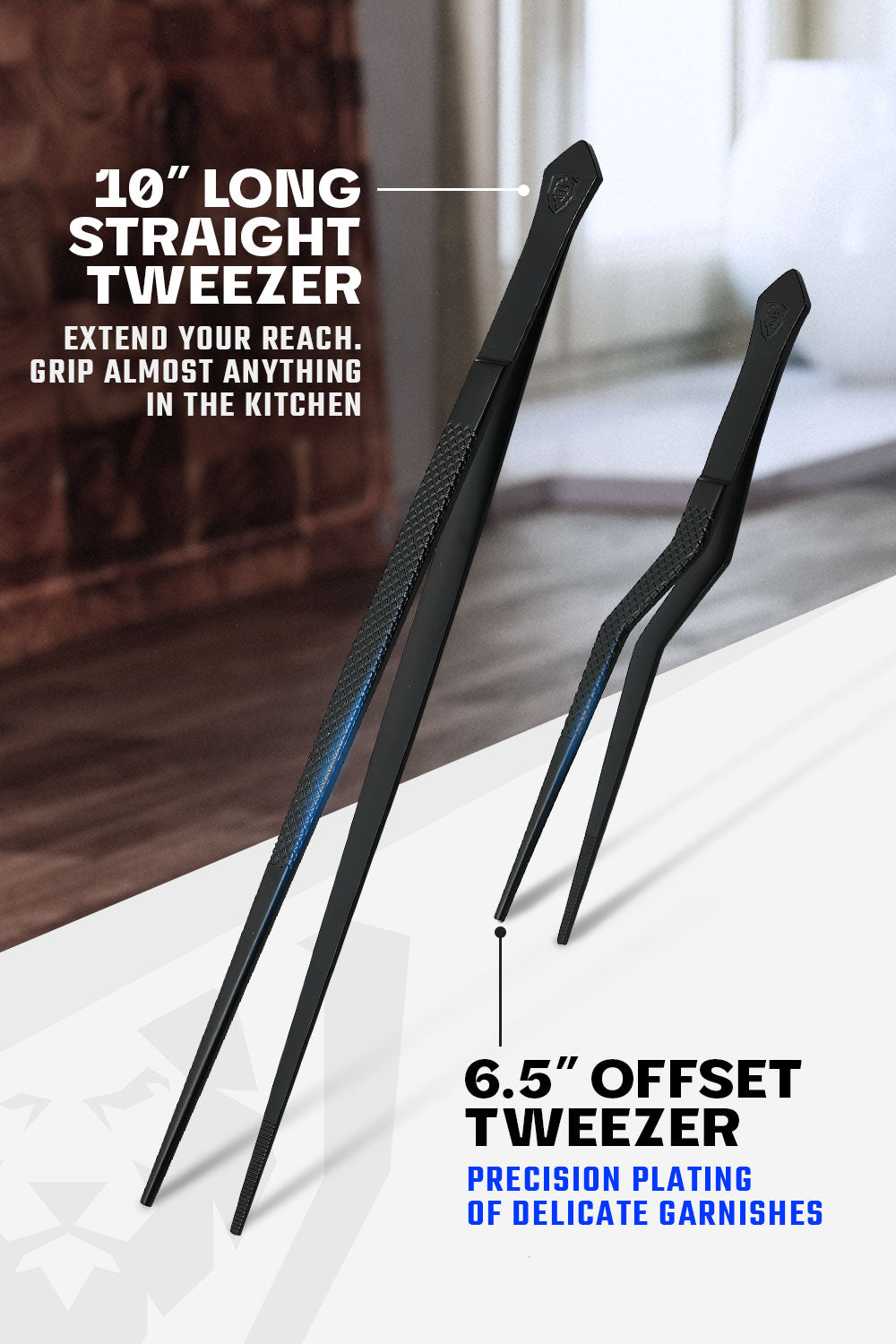 2 Piece Tweezers Set | 10" Straight + 6.5" Offset | Professional Plating Set | Dalstrong ©