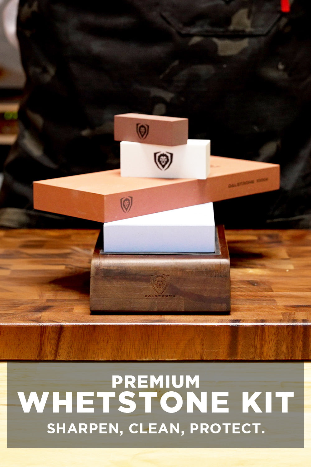 Professional Starter Kit | Spartan Ghost Series 9.5" Chef Knife + 4" Paring Knife + Premium Whetstone Kit