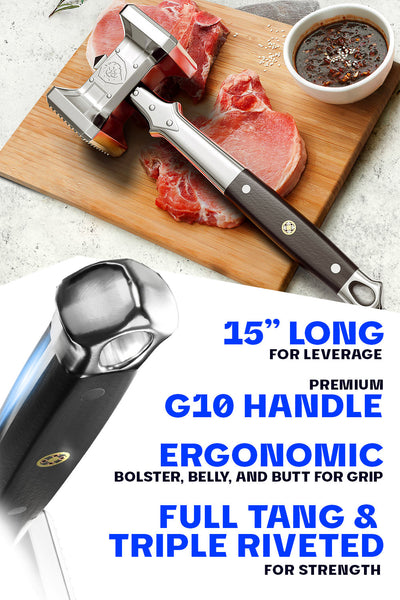 Meat Tenderizer 15" | Dual Sided, Heavy Duty & Extra-Large Hammer | Dalstrong ©