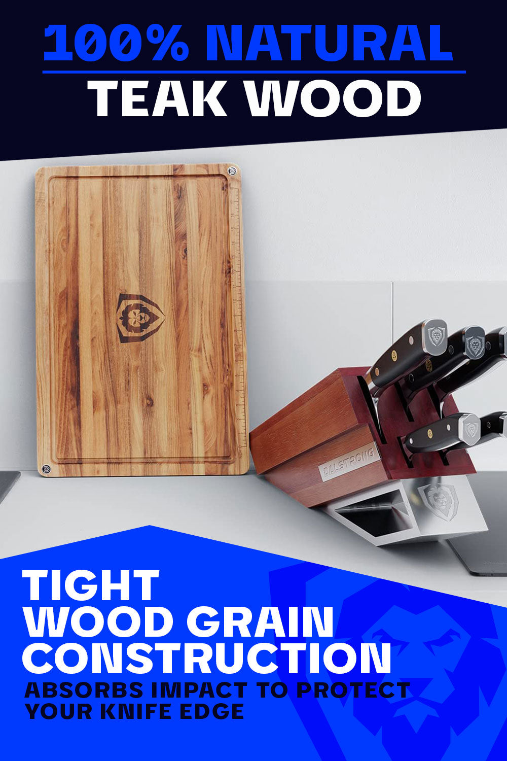 Teak Cutting Board | Large Size | Horizontal Grain | Dalstrong ©