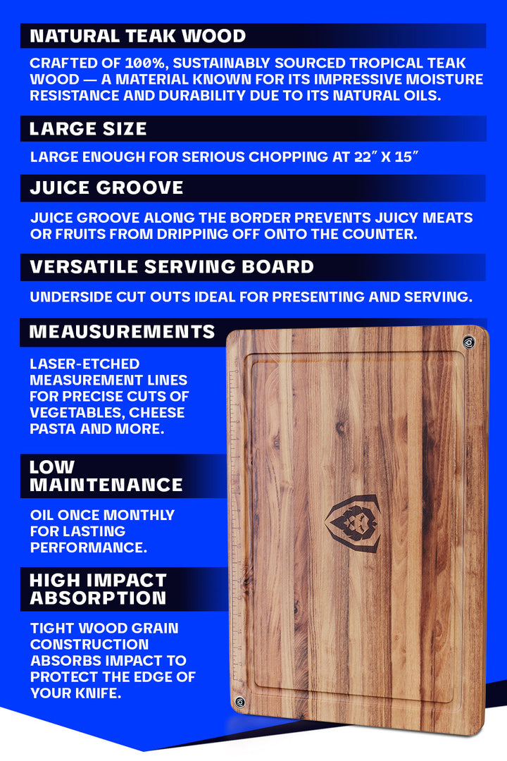 Teak Cutting Board | Large Size | Horizontal Grain | Dalstrong ©