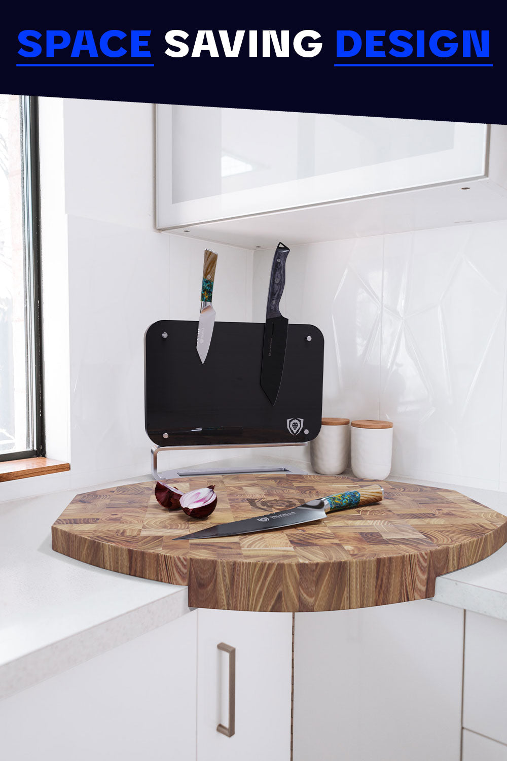 Corner Cutting Board | Natural Teak Wood | Dalstrong ©