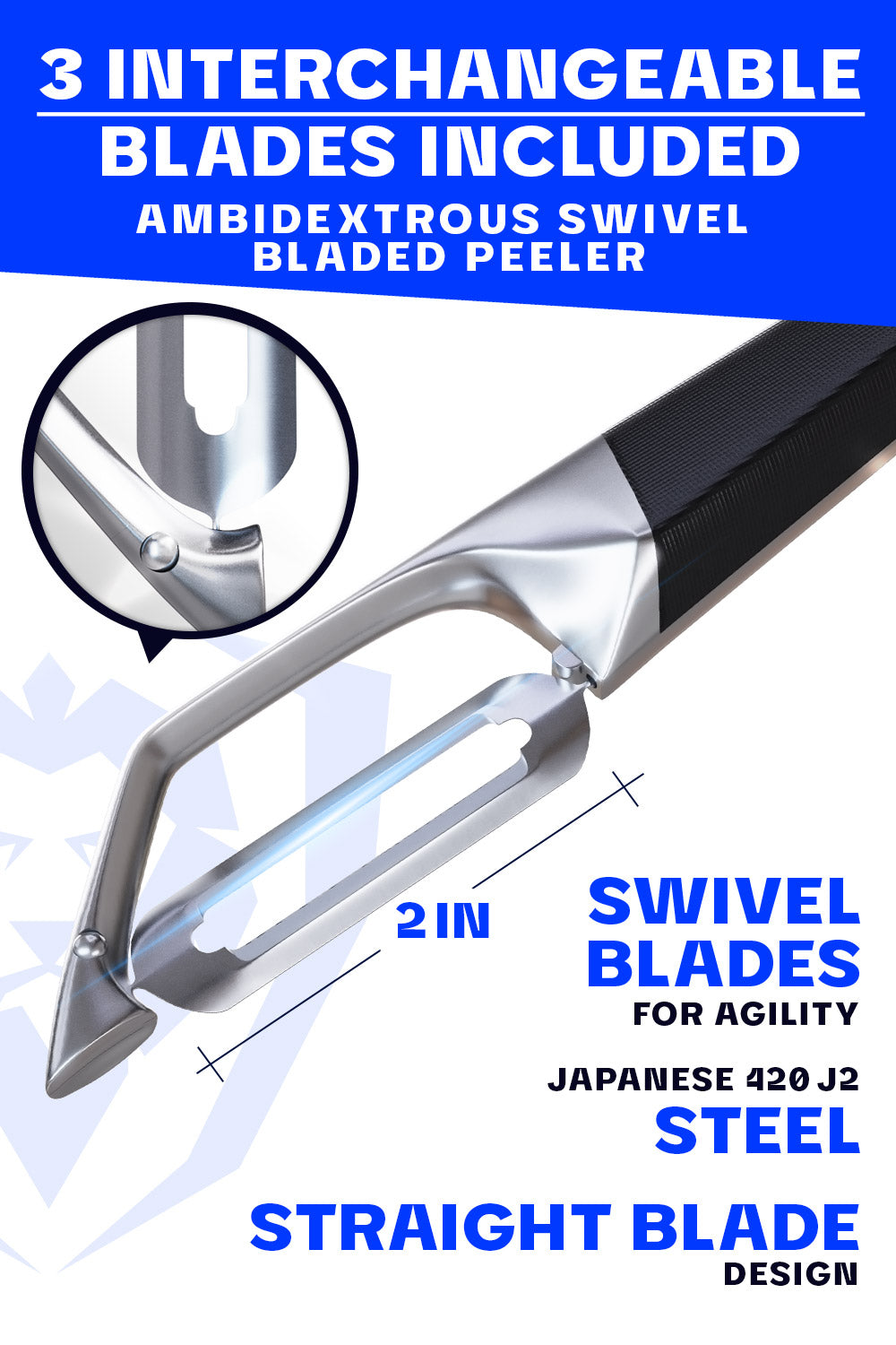 Swivel Straight Peeler | 3 Blades Case | Dalstrong ©