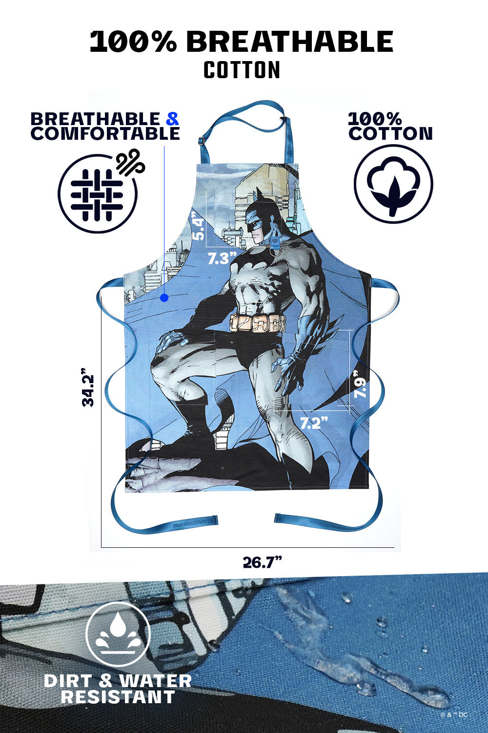 Chef's Apron | Batman™ Edition | Blue Legend | 100% Breathable Cotton | Dalstrong ©