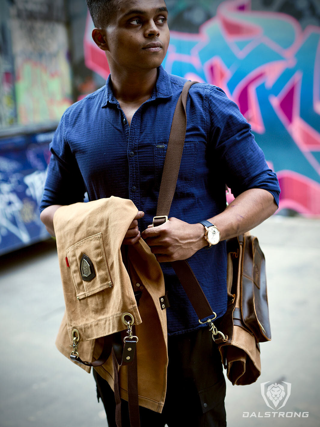 Professional Chef Apron | Brown 'Desert Drifter' | Heavy-Duty Waxed Canvas | Dalstrong ©