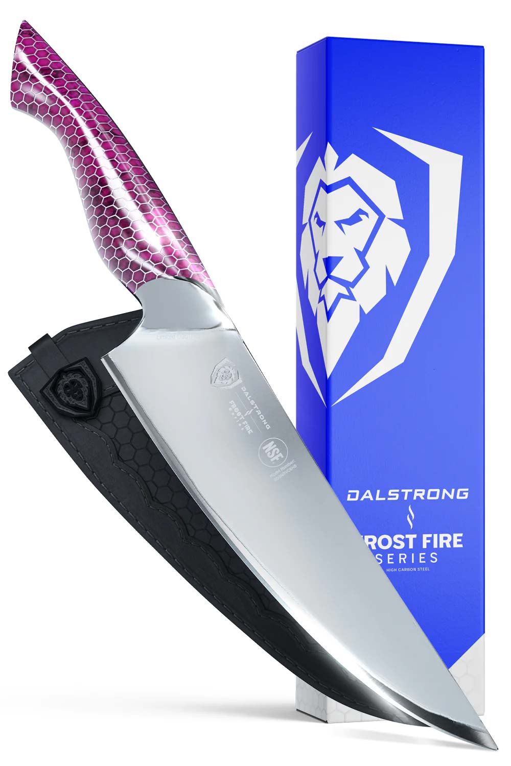 Chef's Knife 8" | Purple Handle | Frosted Amethyst Edition | Frost Fire Series | NSF Certified | Dalstrong ©