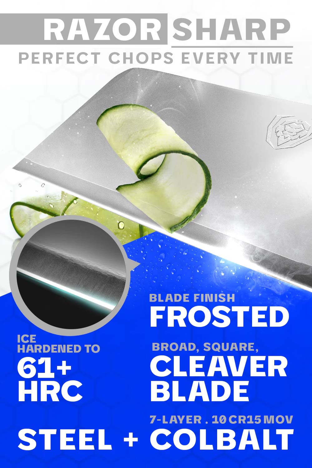 Cleaver Knife 7" |  Frost Fire Series | NSF Certified | Dalstrong ©