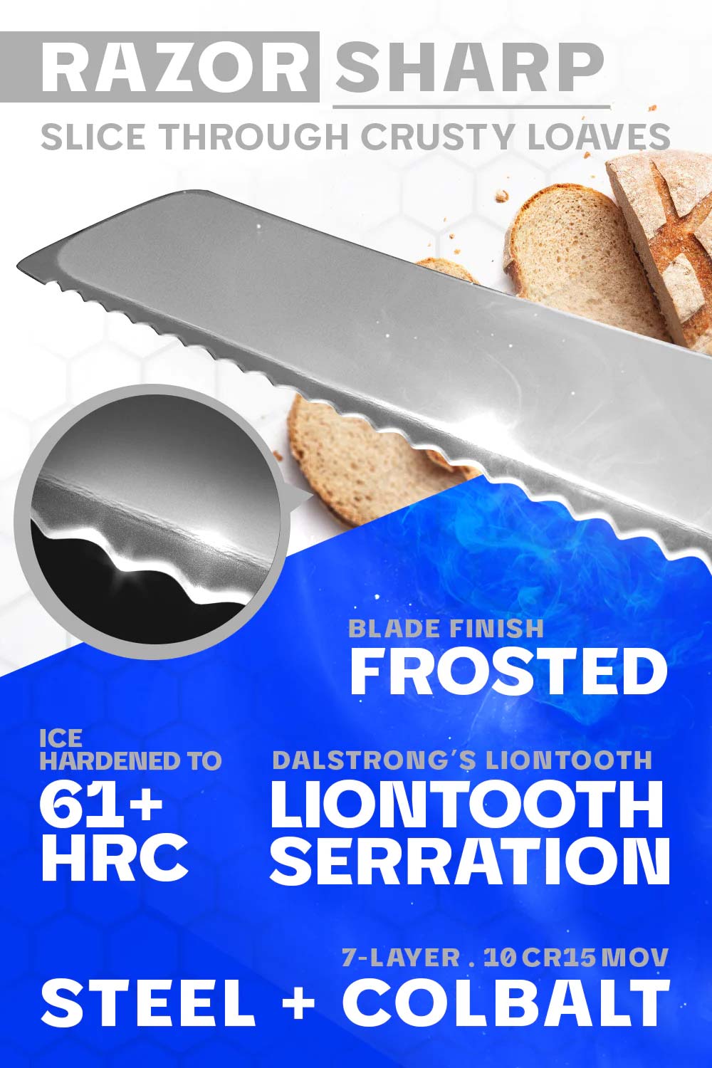Bread Knife 8" | Frost Fire Series | NSF Certified | Dalstrong ©