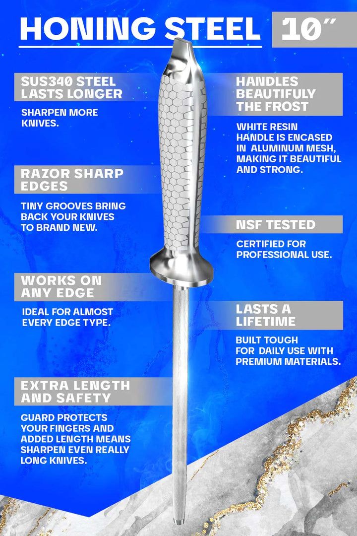 Honing Rod 10" | Frost Fire Series | NSF Certified | Dalstrong ©