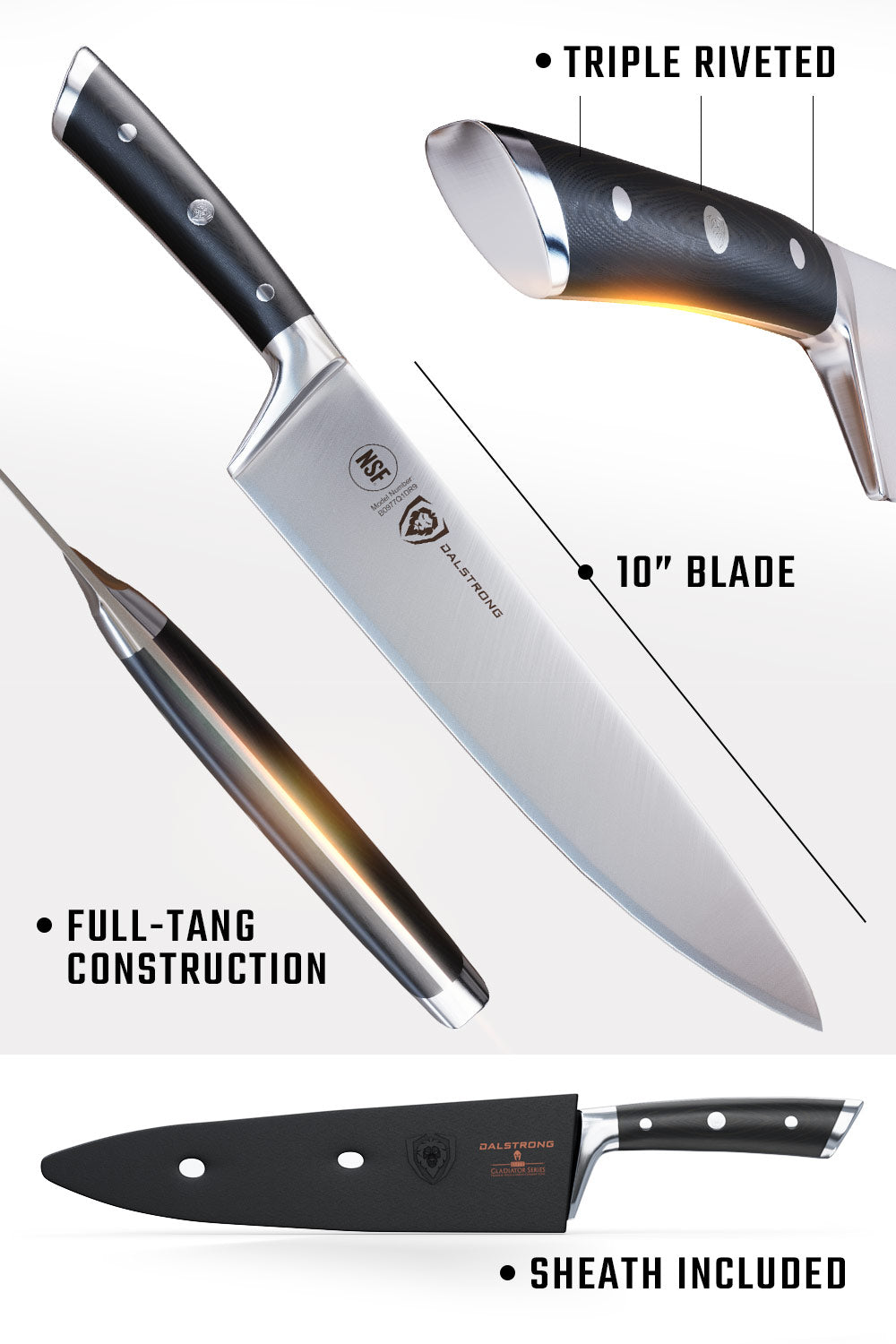 Chef's Knife 10" | Gladiator Series | NSF Certified | Dalstrong ©