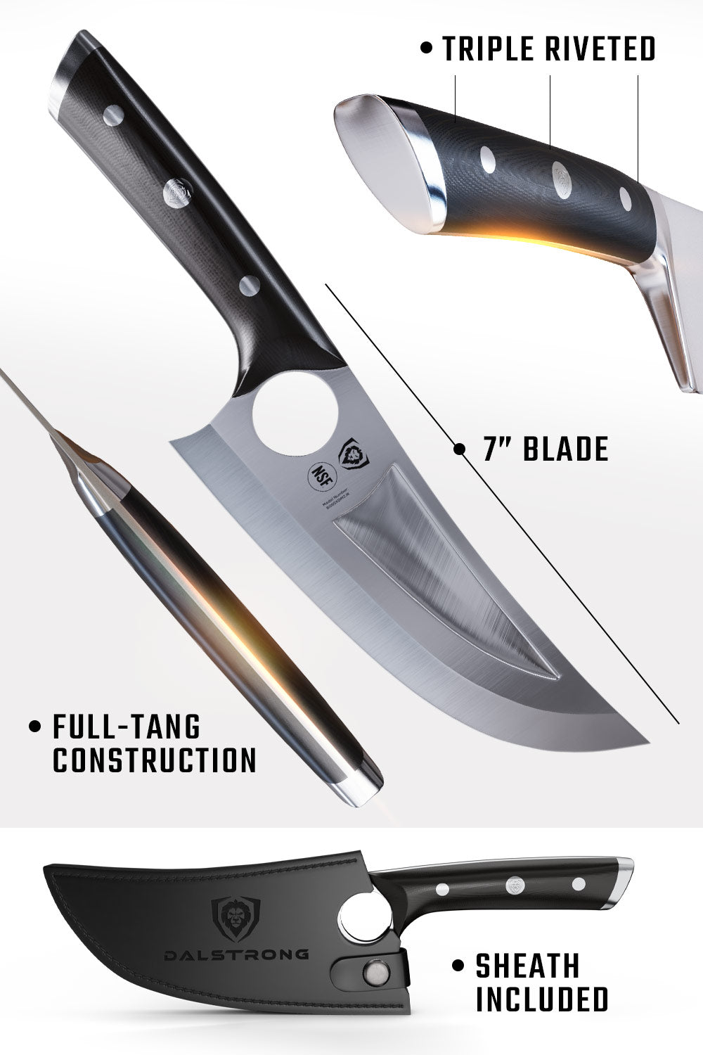 Chef & Utility Knife 7" | The Venator | Gladiator Series R | NSF Certified | Dalstrong ©