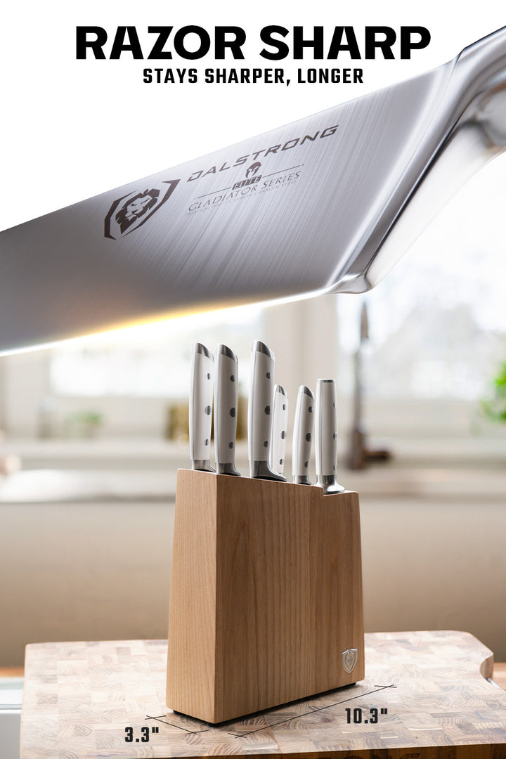 8-Piece Knife Block Set White | Gladiator Series | Knives NSF Certified | Dalstrong ©