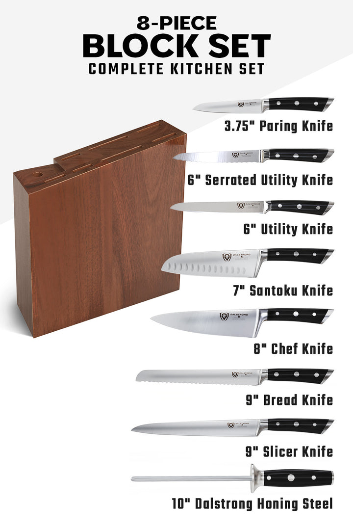 8-Piece Knife Block Set | Gladiator Series | Knives NSF Certified | Dalstrong ©