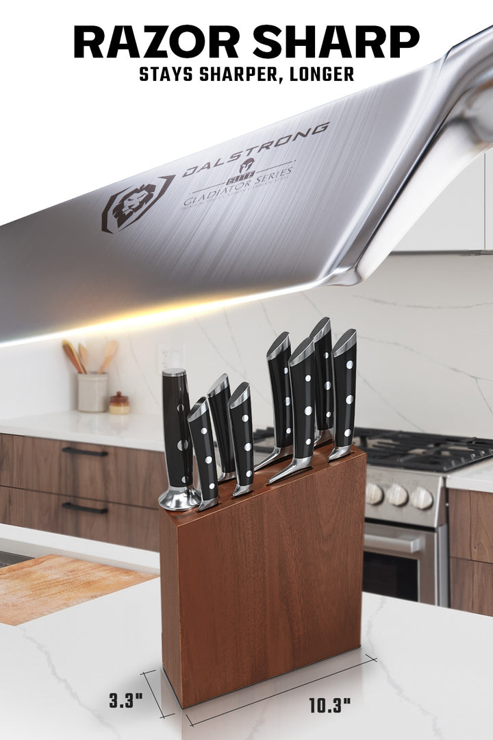8-Piece Knife Block Set | Gladiator Series | Knives NSF Certified | Dalstrong ©