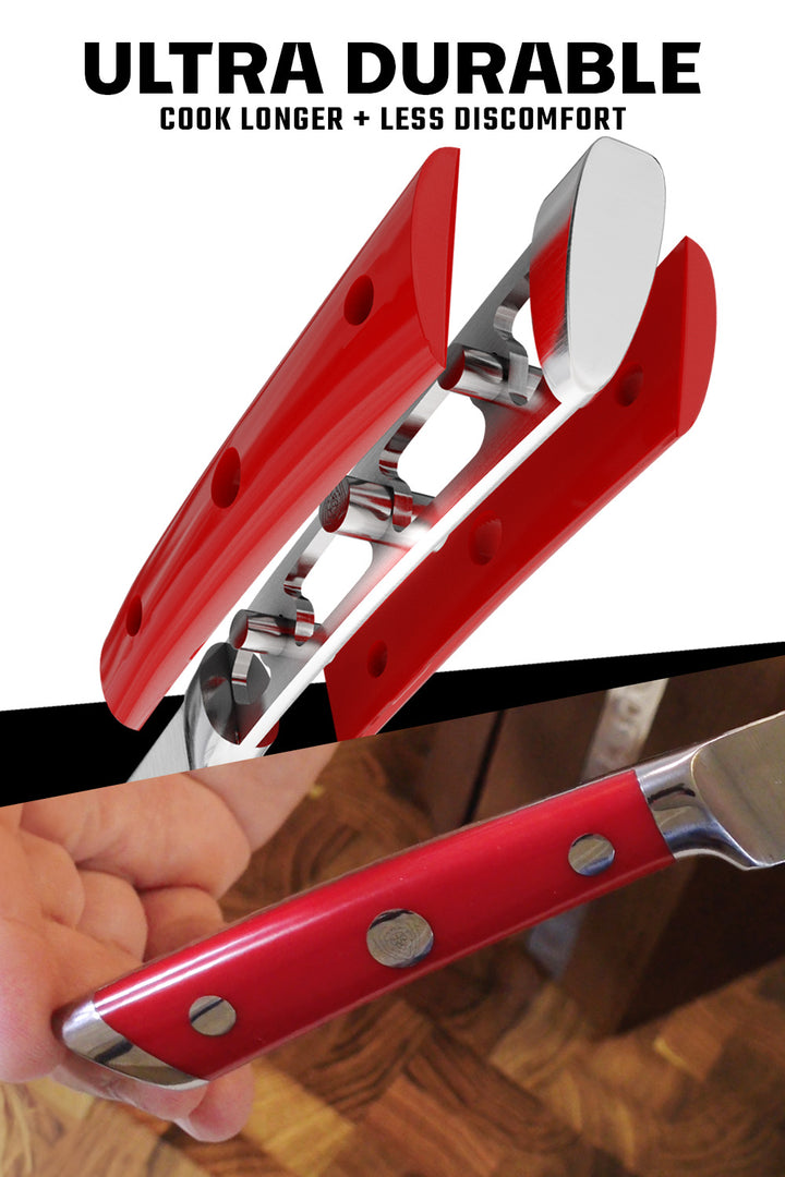 8-Piece Steak Knife Set | Red ABS Handles with Storage Block | Gladiator Series | Knives NSF Certified | Dalstrong ©