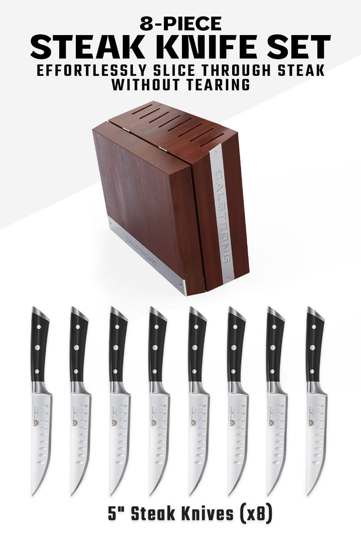 8 Piece Steak Knife Set with Storage Block | Gladiator Series | Dalstrong ©