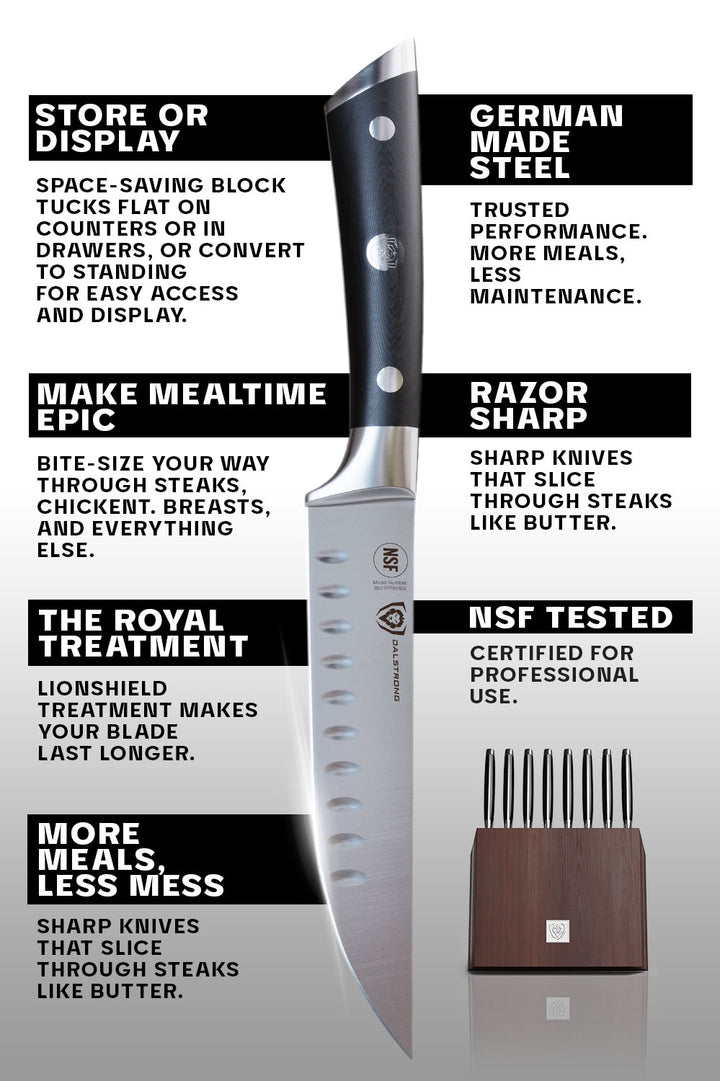 8 Piece Steak Knife Set with Storage Block | Gladiator Series | Dalstrong ©