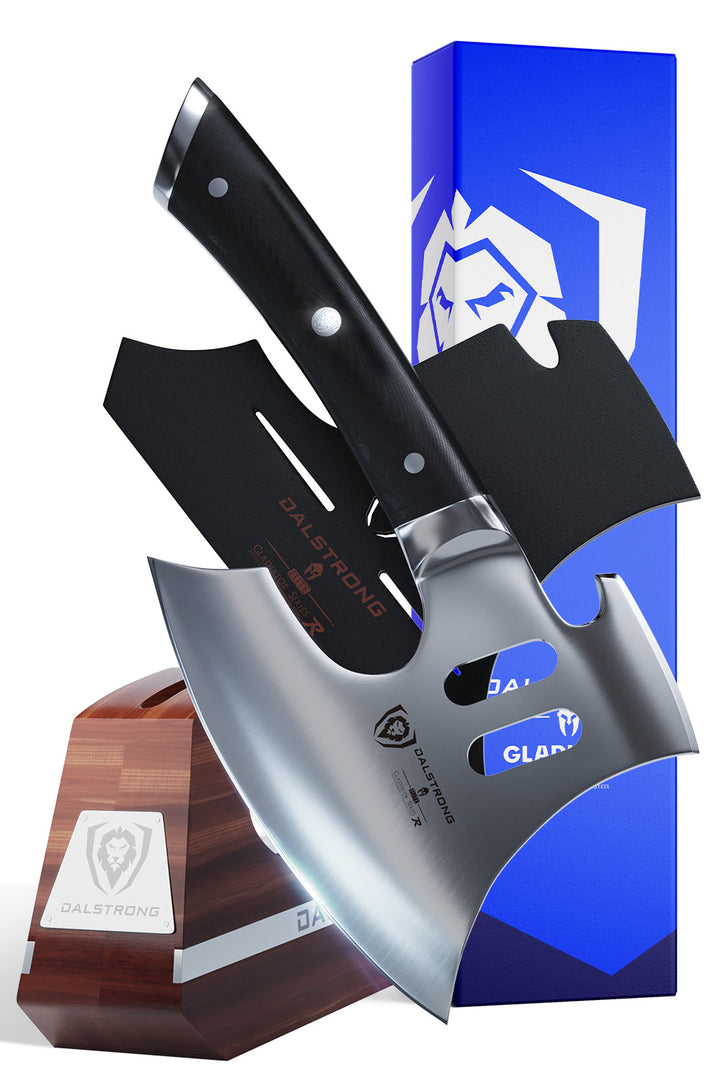Meat Chopper 8" with Acacia Wood Stand | Gladiator Series | NSF Certified | Dalstrong ©