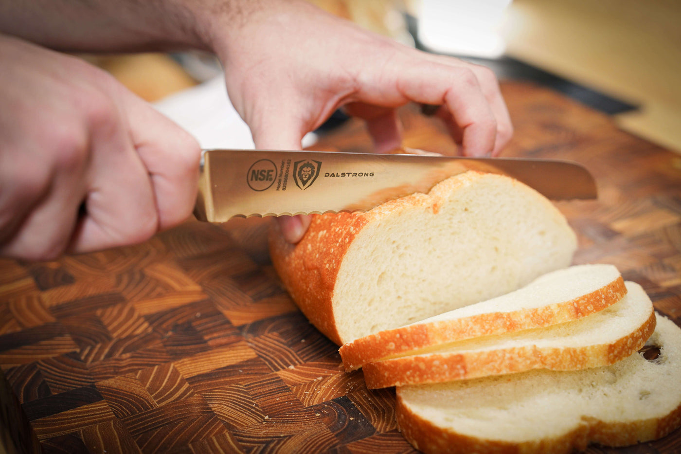 Gladiator Series Essentials |  8" Chef's Knife + 3.5" Paring Knife + 10" Serrated Bread Knife + Lionswood Teak Cutting Board