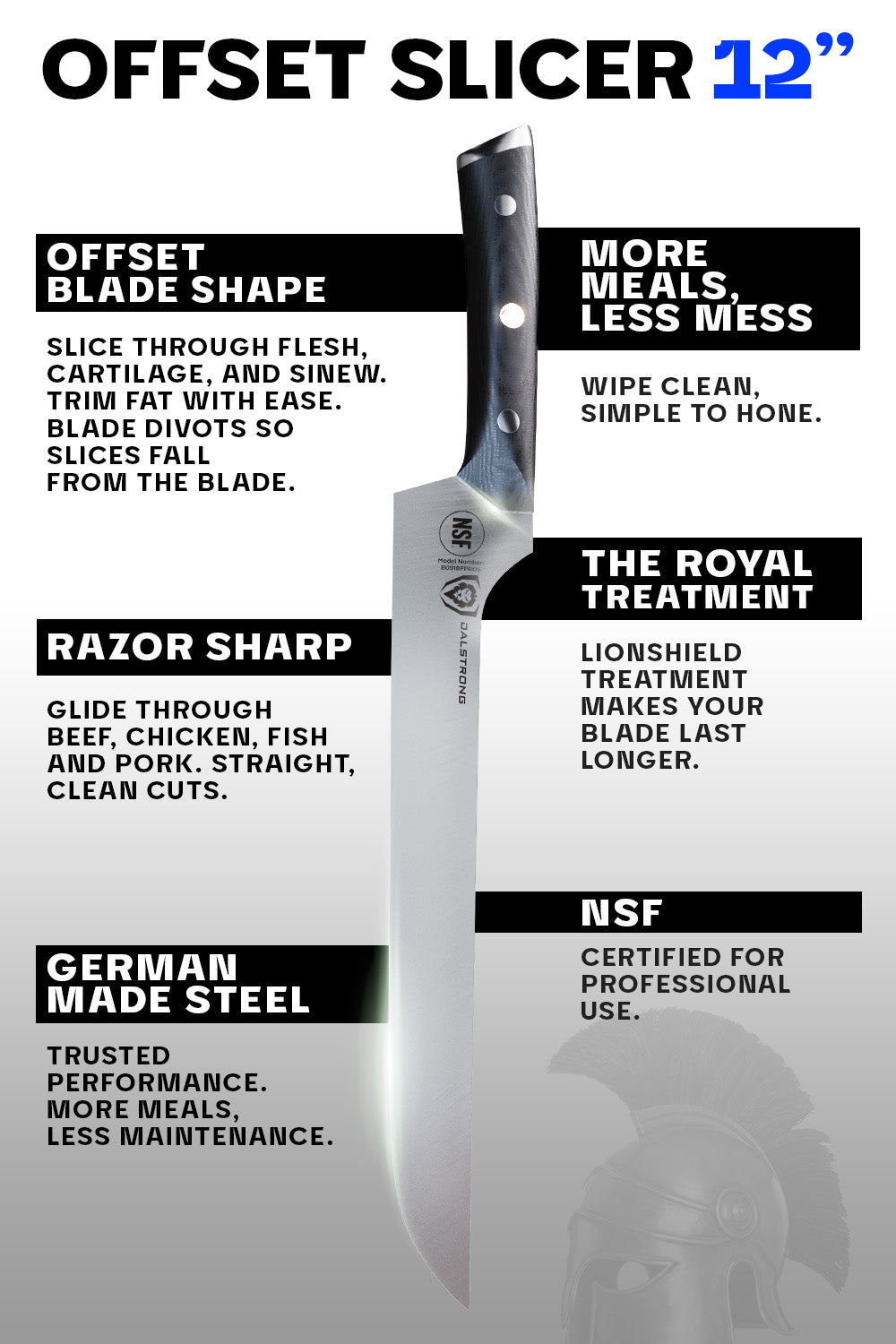 Slicing & Carving Knife 12" | Offset Blade | Gladiator Series | Dalstrong ©