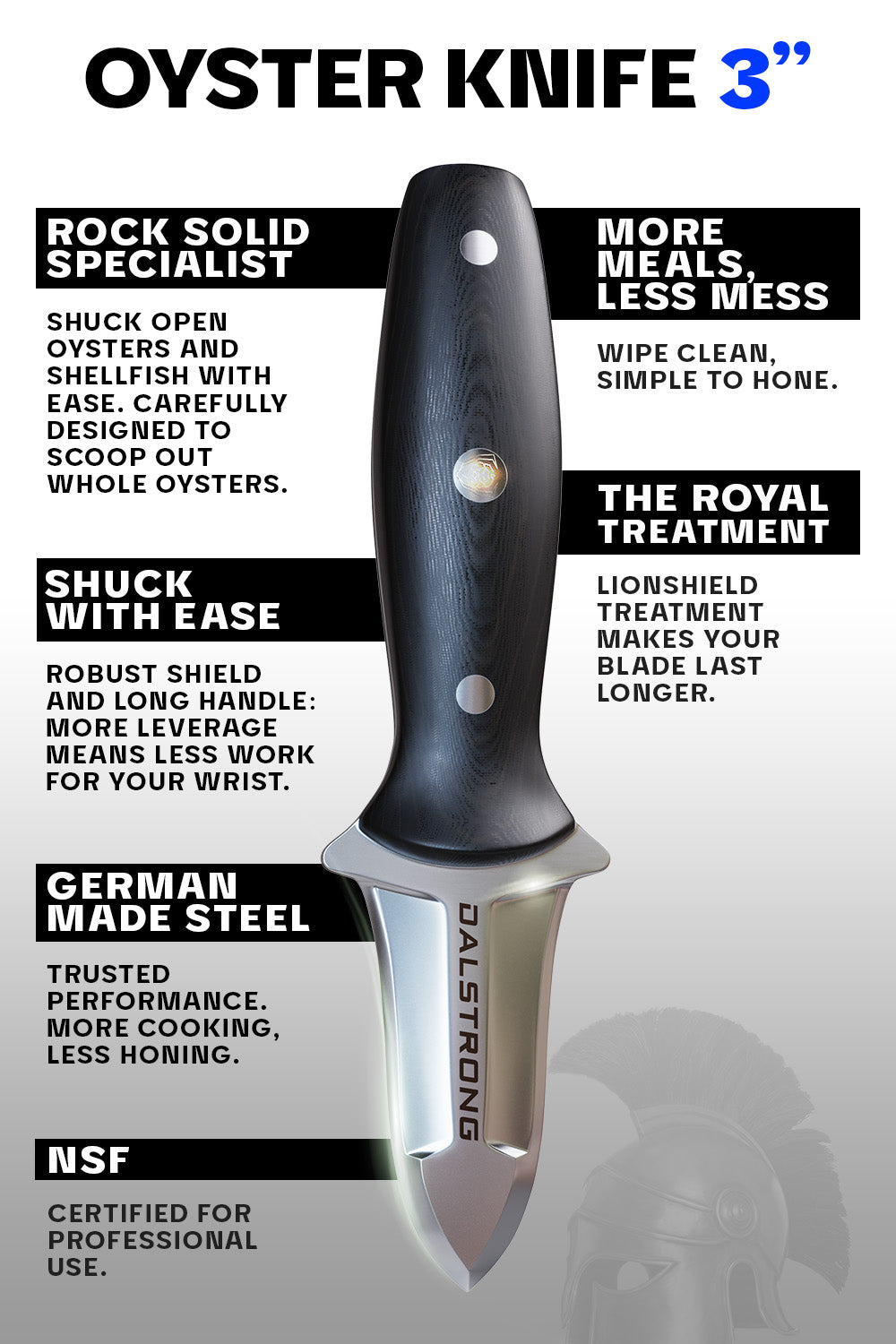 Professional Shellfish & Oyster Shucking Knife 3" | Gladiator Series | NSF Certified | Dalstrong ©