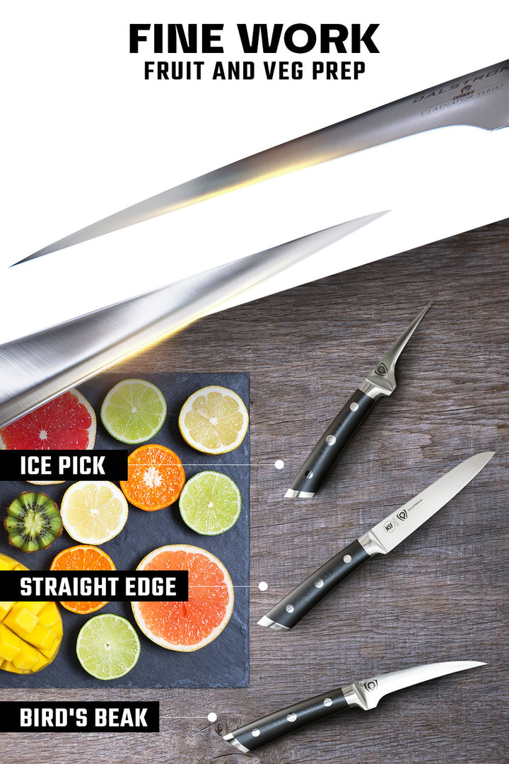 Fruit & Vegetable Paring Knife Set - 3 Piece | Gladiator Series | NSF Certified | Dalstrong ©