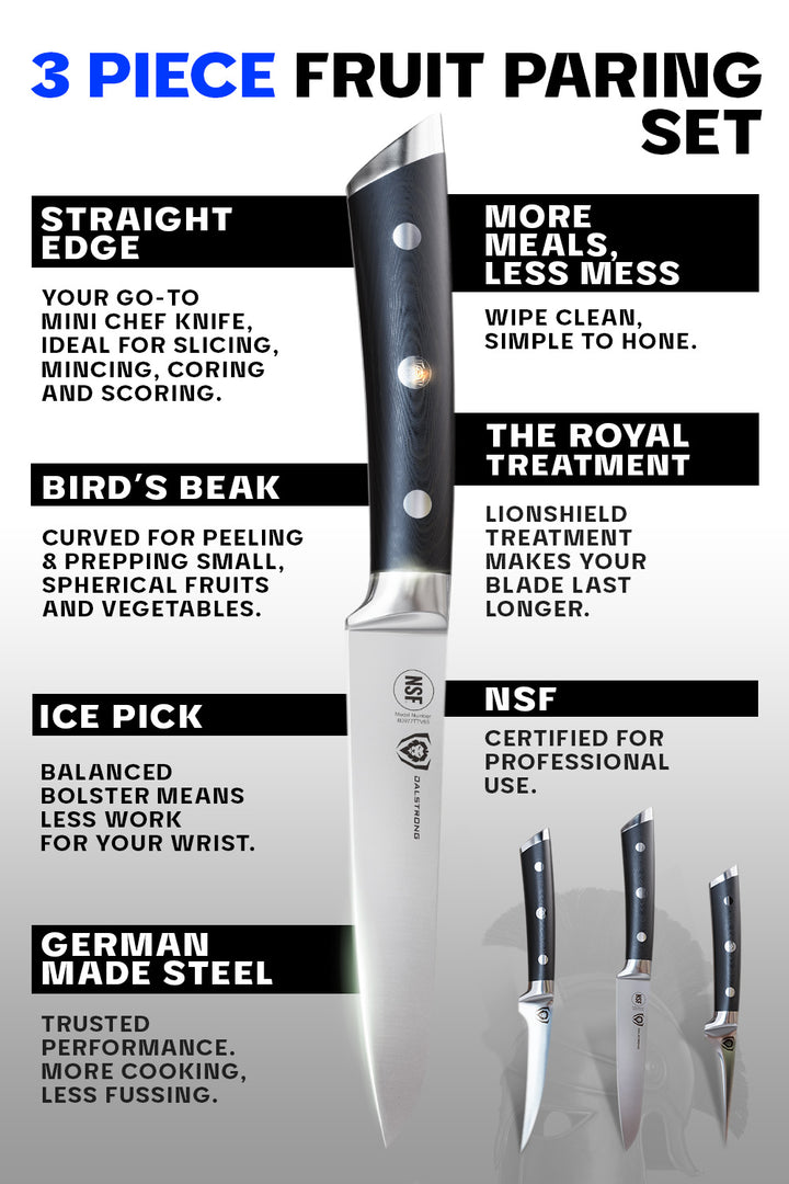 Fruit & Vegetable Paring Knife Set - 3 Piece | Gladiator Series | NSF Certified | Dalstrong ©