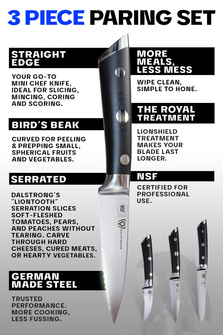 3-Piece Paring Knife Set | Gladiator Series | NSF Certified | Dalstrong ©