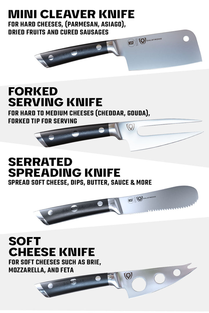 4-Piece Charcuterie & Cheese Knife Set | Gladiator Series | NSF Certified | Dalstrong ©