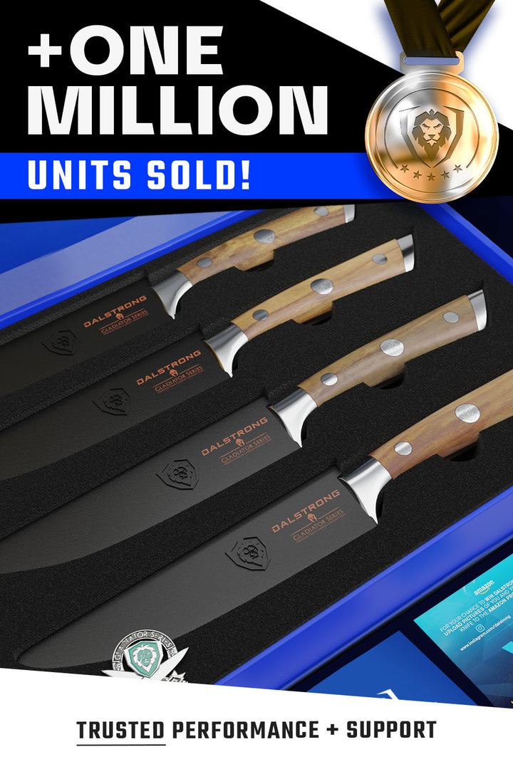 4-Piece Steak Knife Set 5" | Olive Wood Handle | Gladiator Series | Dalstrong ©