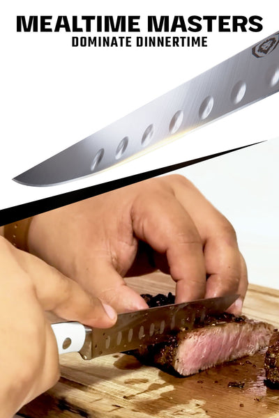 4 Piece Straight-Edge Steak Knife Set | White ABS Handles | Gladiator Series | Dalstrong ©