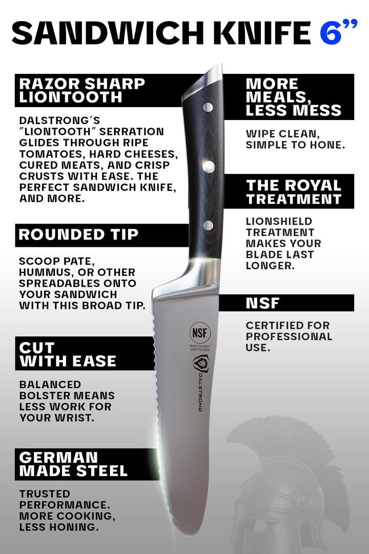 Serrated Sandwich, Deli & Utility Knife 6" | Gladiator Series | NSF Certified | Dalstrong ©