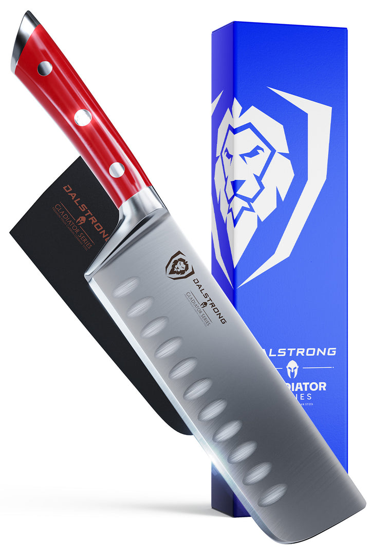 Nakiri Vegetable Knife 7" | Crimson Red ABS Handle | Gladiator Series | NSF Certified | Dalstrong ©